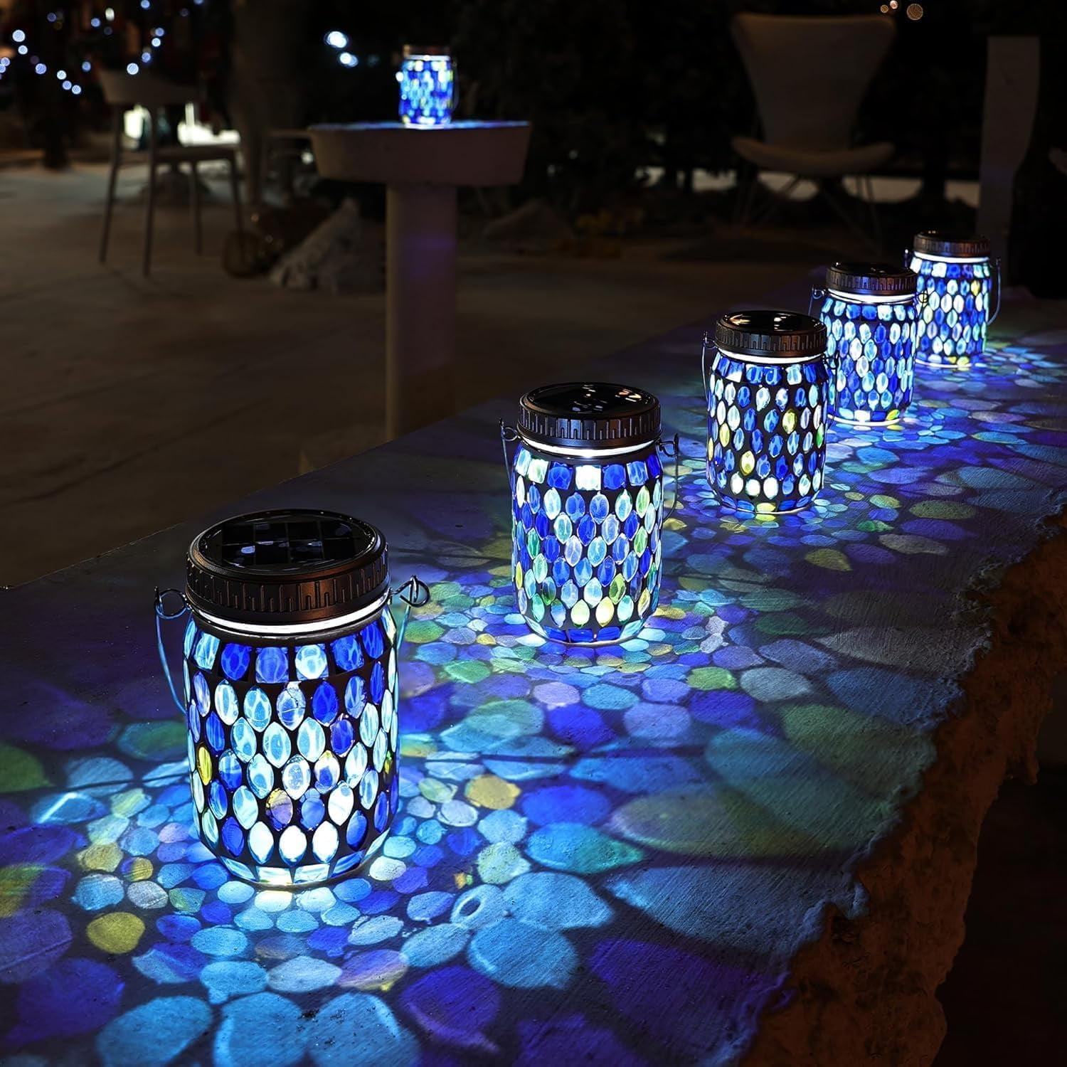 Farol Solar Cooo Frasco Mosaico Exterior Impermeable Paquete De 2