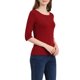thumbnail image 5 of INSPIRE CHIC Camisetas de Mujer Mangas al Codo Cuello Barco Ajuste Ceñido Casual Vino Rojo XS, 5 of 8