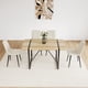 thumbnail image 1 of 55" MDF Wood Colour Dining Table and Modern Dining Chair Set of 4, Mid Century Wooden Kitchen Table Set, Metal Base & Legs, Dining Room Table and Linen Chairs, 1 of 3