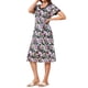 thumbnail image 4 of INSPIRE CHIC Camisón de Mujer con Cuello en V y Bolsillos, Manga Corta con Abertura Lateral, con Ribete en Contraste para Primavera Verano L Floral de Planta, 4 of 6