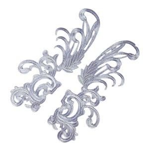 Bothyi - 2X Parche Bordado Costura Artesanía Decoración Encaje Para Jeans Manualidades Boda Plata