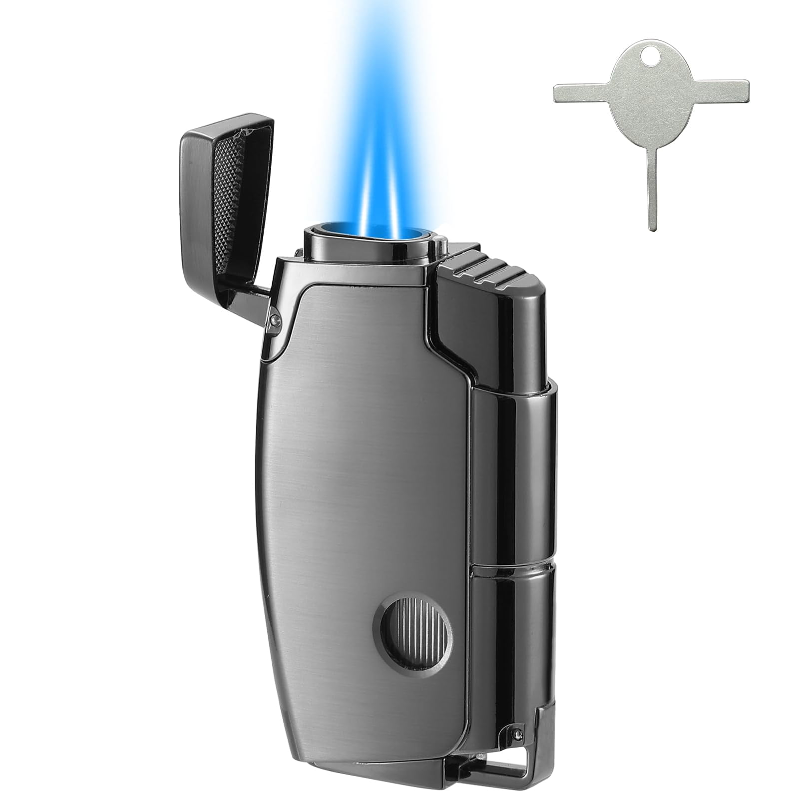 Encendedor De Butano Yeuligo Double Torch Jet, Resistente Al Viento, Negro