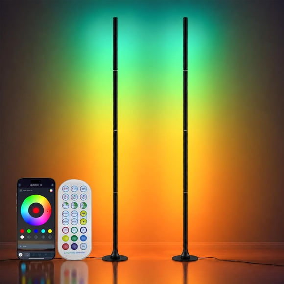 Lámpara de pie Sylvwin 160 cm RGB Pack de 2 con sincronía musical