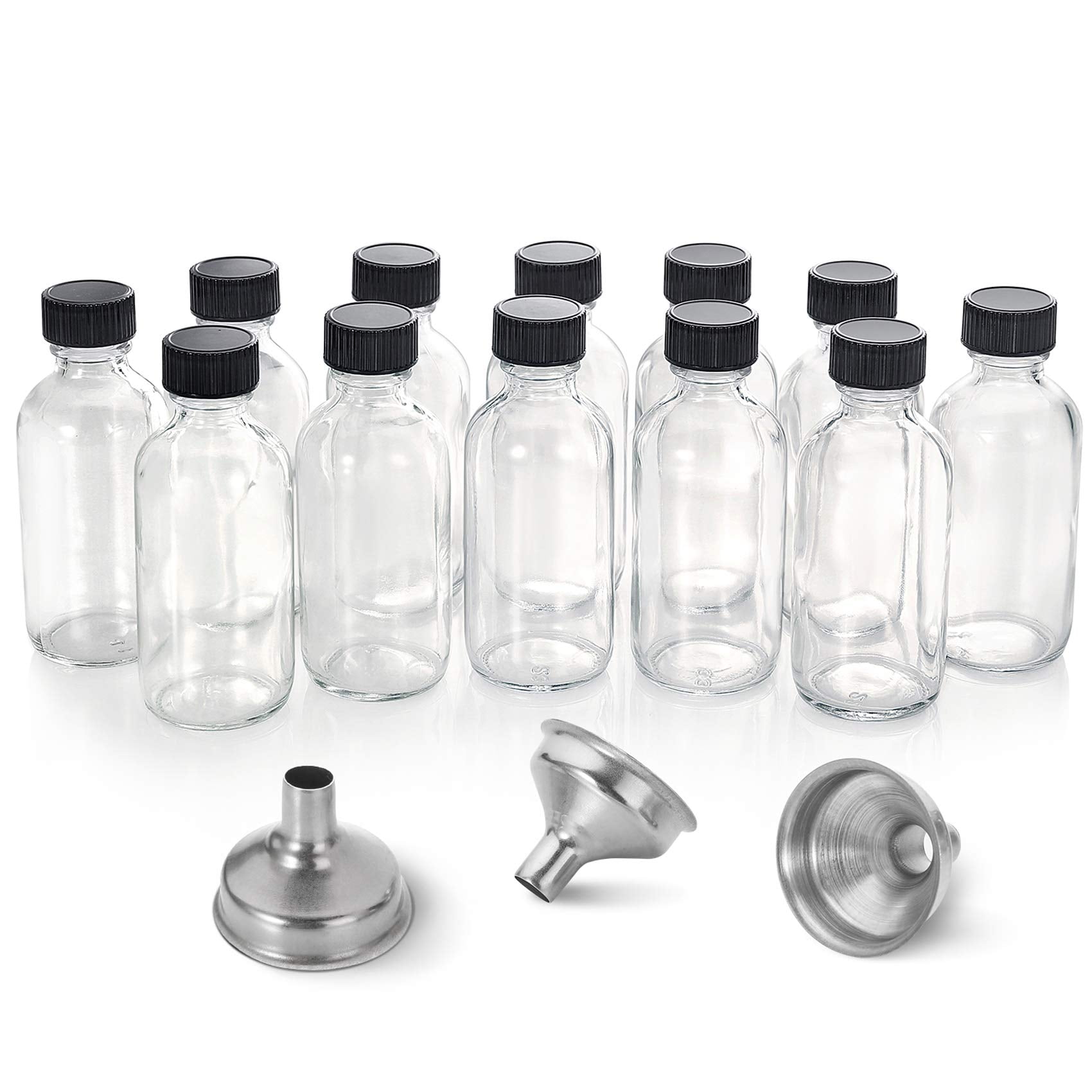Botellas De Vidrio Aozita De 60 Ml Con Tapas Y Embudos, Paquete De 12