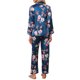 thumbnail image 3 of INSPIRE CHIC Conjunto de Pijama de Satén Floral para Mujer Regreso a Clases Suave de Manga Larga con Botones y Pantalones de Cintura Elástica para Todas las Estaciones XL Azul Floral, 3 of 6