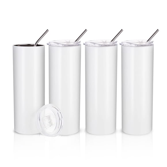 Vaso delgado por sublimación PYD Life, 600 ml, blanco, acero inoxidable