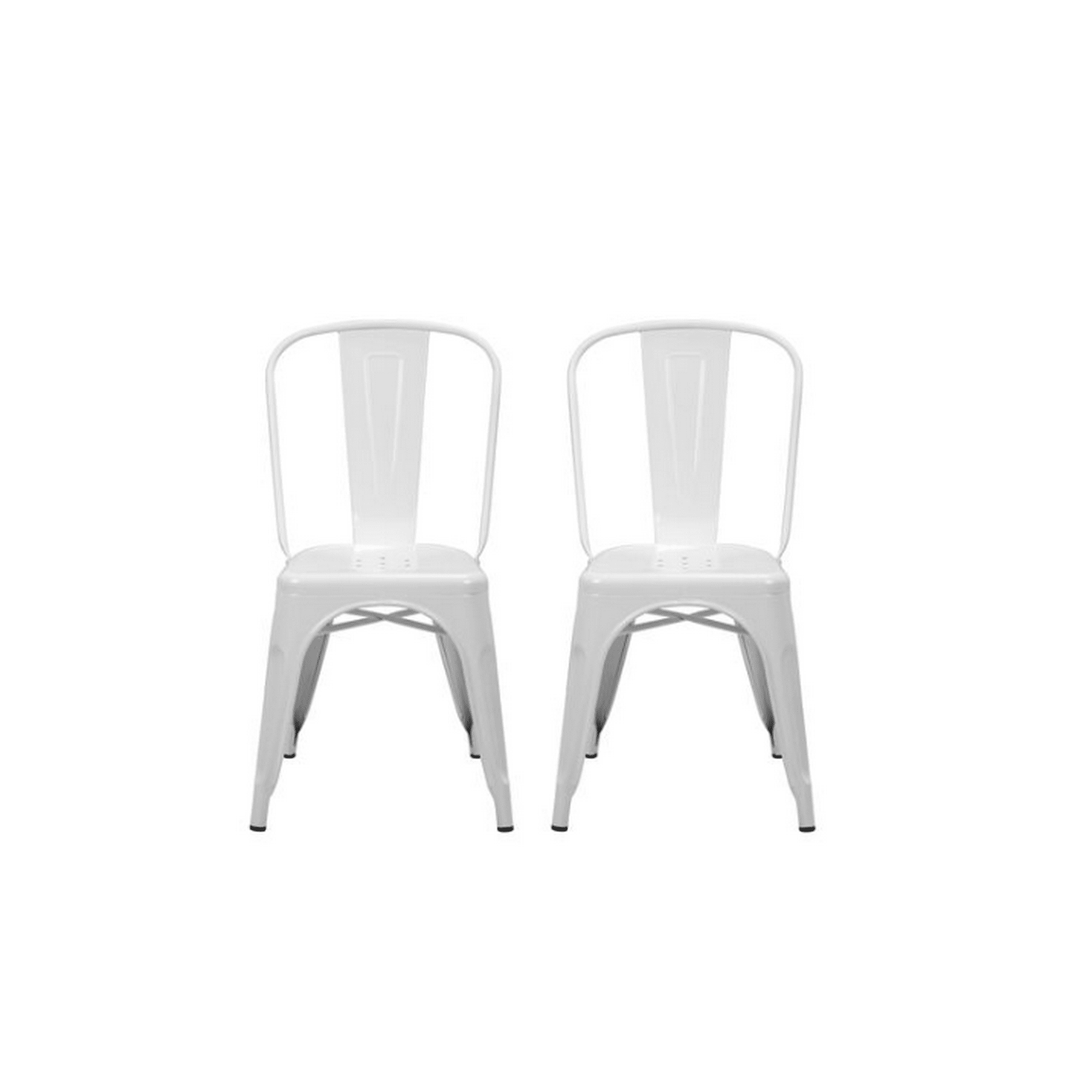 Habita2 Chile - Pack 2 Sillas Tolix Metalica Resistente Para Exterior - Blanca