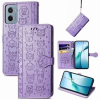 Funda Cartera Foxdock Para Motorola Moto G05 , Flip Pu Con Relieve De Gatos Y Perros, Tarjetero Y Soporte