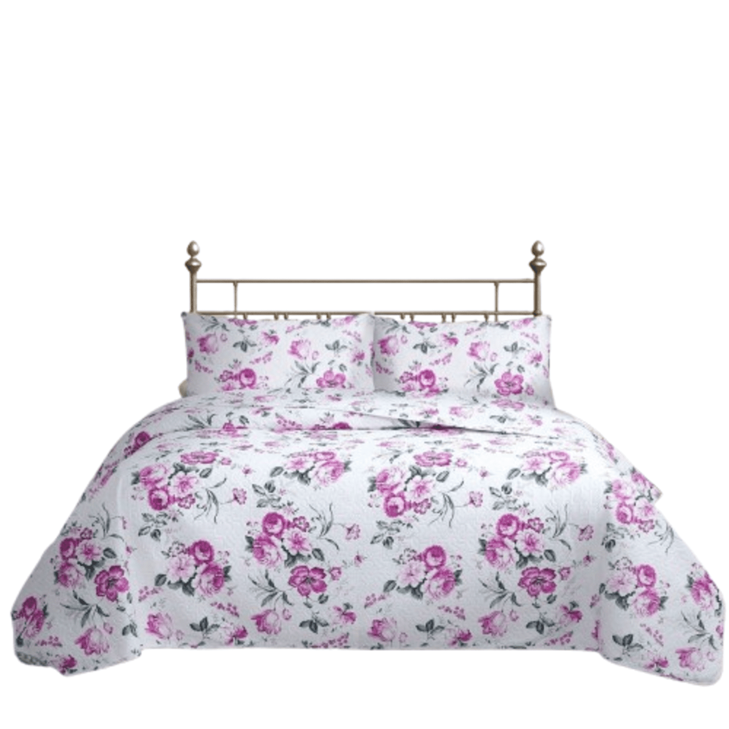 Genérico - Cubrecama Quilt Reversible 1 5 Plazas Estampado Rojo Flowers Collection Martiné