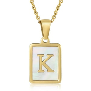Collar Heshpaws Shell Initial Necklace Cadena Cable 18 In Dorado