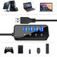 thumbnail image 2 of Concentrador USB 3.0 de 4 puertos con 4 puertos de datos USB 3.0 y 1 puerto de carga inteligente USB, divisor USB con interruptores de encendido y apagado individuales y adaptador de corriente de 5, 2 of 8