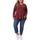 thumbnail image 2 of Agnes Orinda Conjuntos de Halloween para Mujeres Tallas Grandes Blusas de Encaje con Malla de Parches Manga Larga Textura Cuello en V Suelta Casual Blusa de Waffle 3X Marrón Rojo, 2 of 6