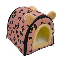 Ioensy - Casa Para Mascotas Plegable Camas Para Perros Convertibles Para Perros Pequeños Con Cojín Lavable Rojo 26X26X26Cm