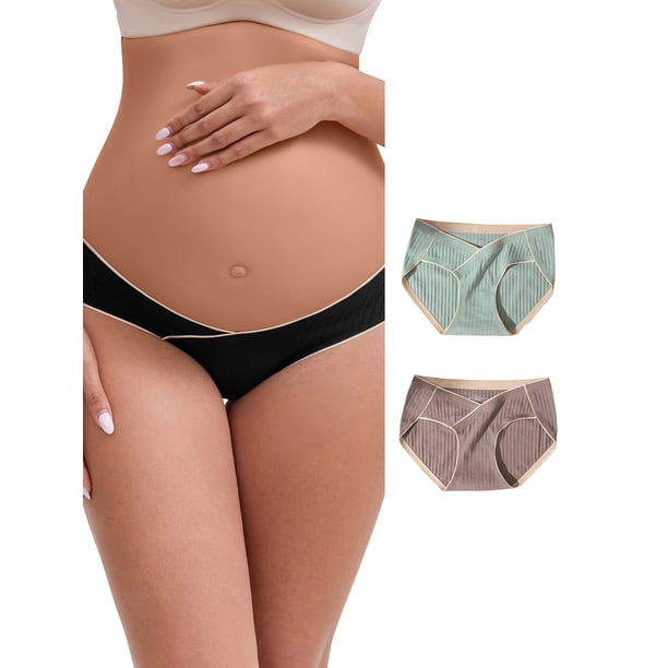 INSPIRE CHIC Bragas de Maternidad de Soporte para el Vientre de Cintura Media para Mujeres, Corte Alto, Sin Costuras, Cómodas, 3 Paquetes 3XL 1 Negro 1 Verde 1 Púrpura