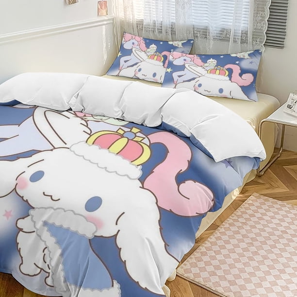 Cinnamoroll 3-Piece Twin Bed Set - Includes 1 Single Comforter And 2 Pillowcases Bedding - Fade Resistant Microfiber - Cinnamoroll