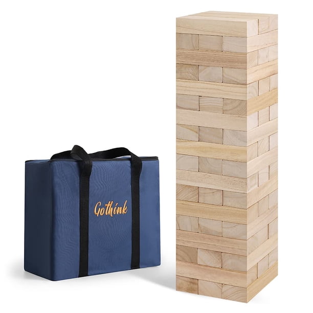 Juego Tumbling Tower GOTHINK, de madera, tamaño grande, 54 unidades, con funda de transporte