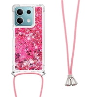 Funda Foxdock Para Xiaomi Redmi Note 13 5G Con Cuerda Ajustable, Brillo Líquido, Protección Antigolpes Y Lente – Ideal Para Regalo