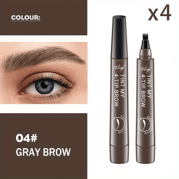 4 Split Tip Water Eyebrow Pencil, Long Lasting Waterproof, Simulated Natural Vivid Eyebrow , Clear Texture, No Decolorize Eyebrow Pen