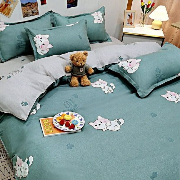 Juego de cama de poliéster de dibujos animados de gato y perro 120gsm