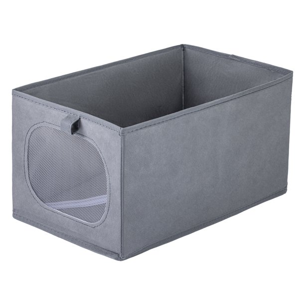 Cubo de Almacenamiento, Caja de Tela con Fondo para Estantes de Armario, 1 Paquete de Cesta de Almacenamiento Plegable para Organizar Ropa, Libros Gris Oscuro 18.5*11.8*9.8in