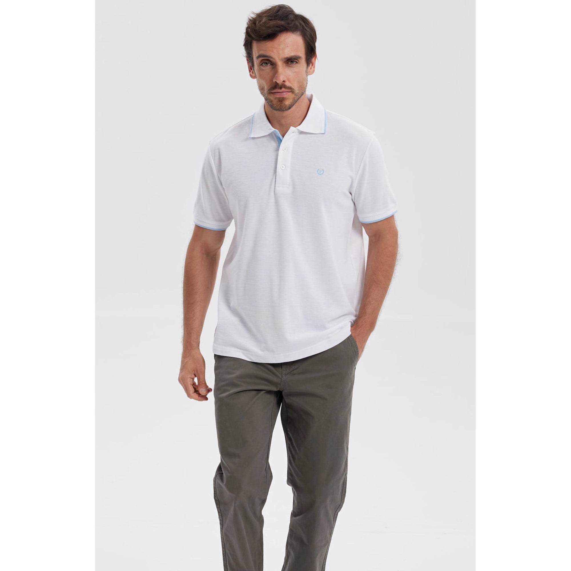 Fashionspark - Polera Hombre Piqué Básica Lisa Blanco - Lll