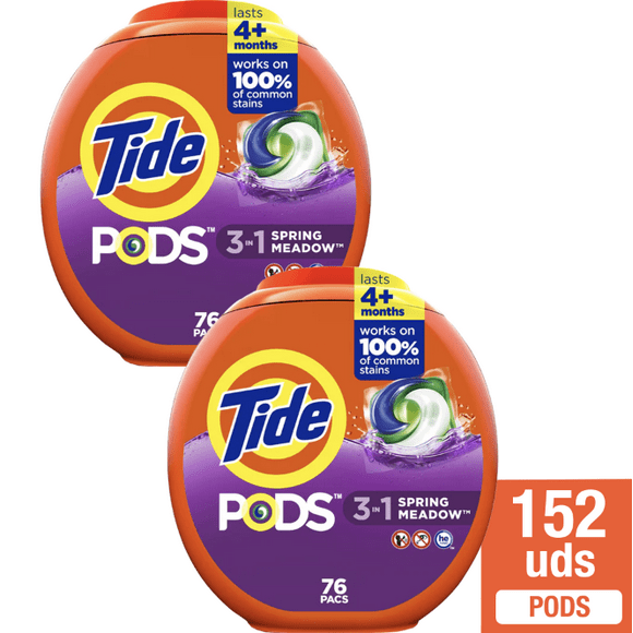 Pack x 2 Detergente Cápsulas Tide Spring Meadow 76 unidades