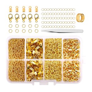 Magideal - Hallazgos De Joyería Juego De Herramientas Tapas Plegables Cierres De Langosta Conector De Joyería De Aleación De Zinc Kit De Fabricación De Joyería , Dorado