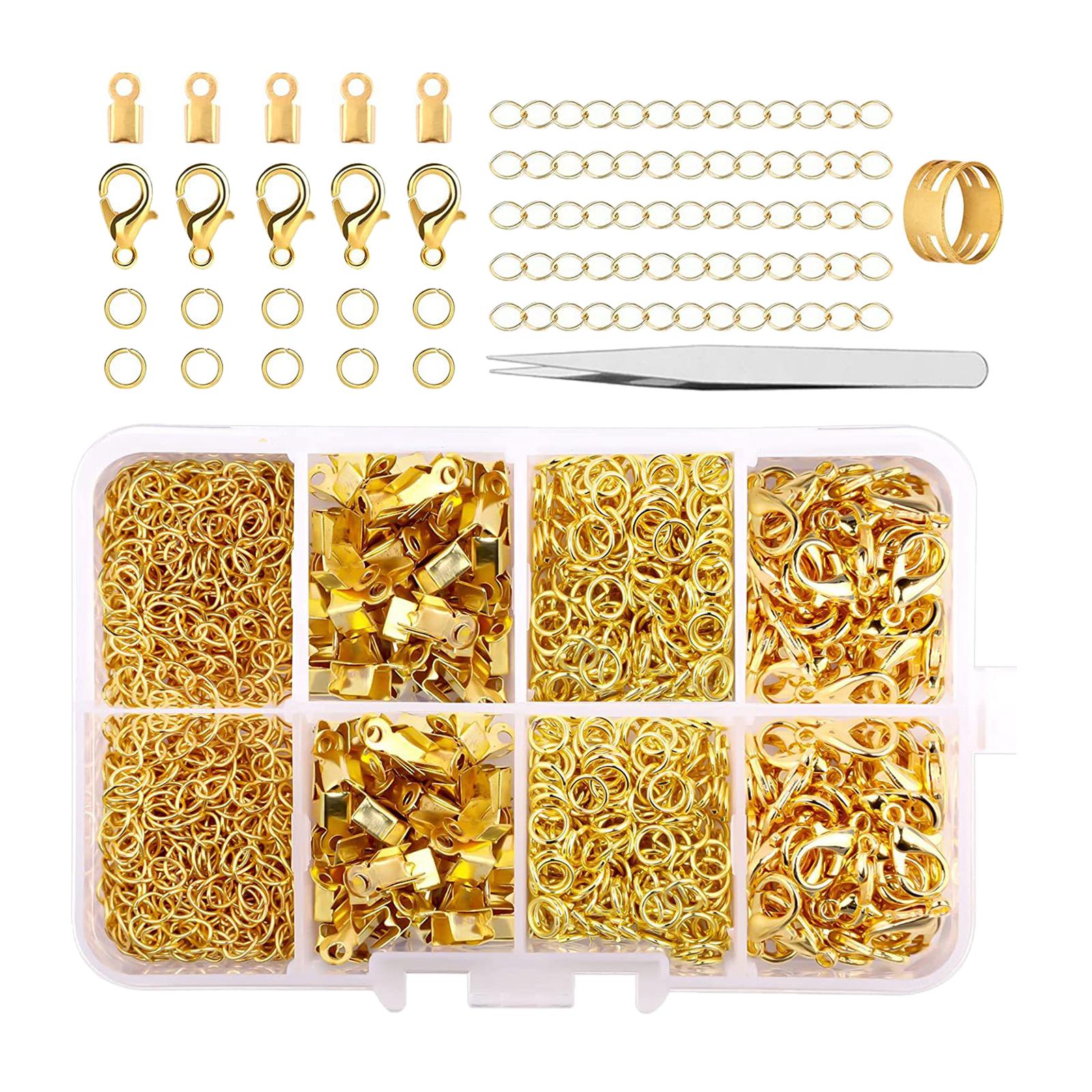 Magideal - Hallazgos De Joyería Juego De Herramientas Tapas Plegables Cierres De Langosta Conector De Joyería De Aleación De Zinc Kit De Fabricación De Joyería , Dorado