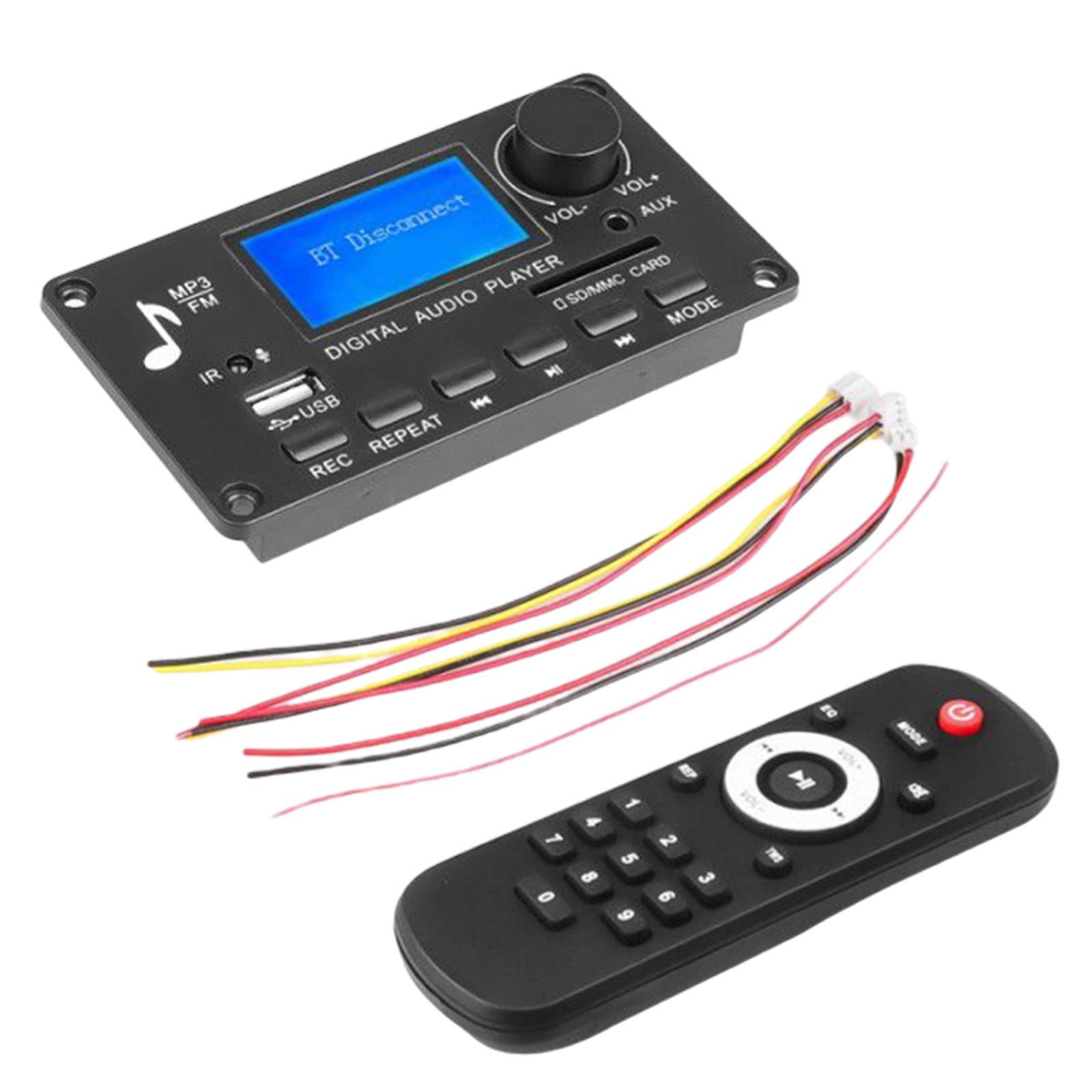 Magideal - 1 De Módulo De Sonido 12v Usb Tf Usb Fm Radio De Coche Con Pantalla Lcd Rc Grabación De Llamadas Kit De Música Sin Pérdida Reproductor Negro