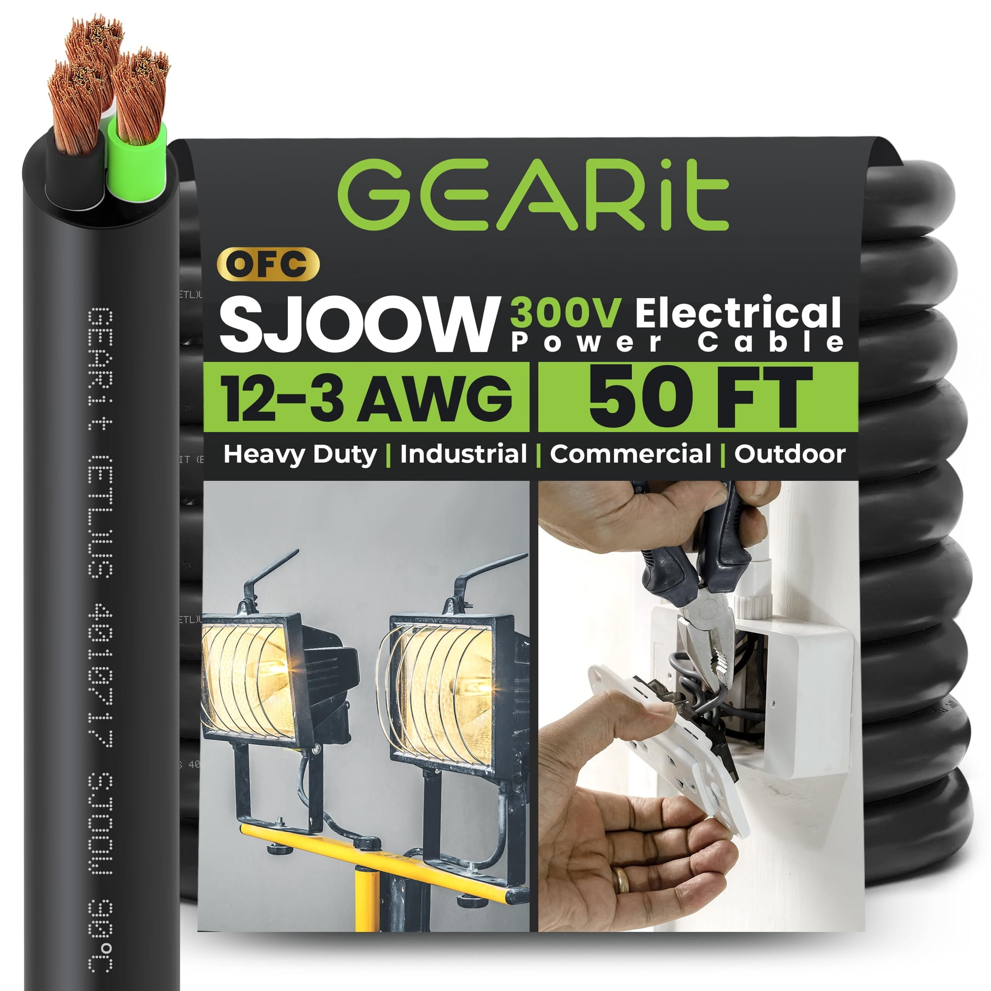 Cable De Alimentación Gearit 12 Awg 3 Conductores 15 M 300 V