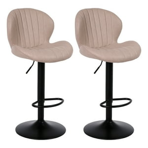 Novahus - Pack 2 Pisos De Bar Lounge Con Respaldo Y Reposapiés Beige