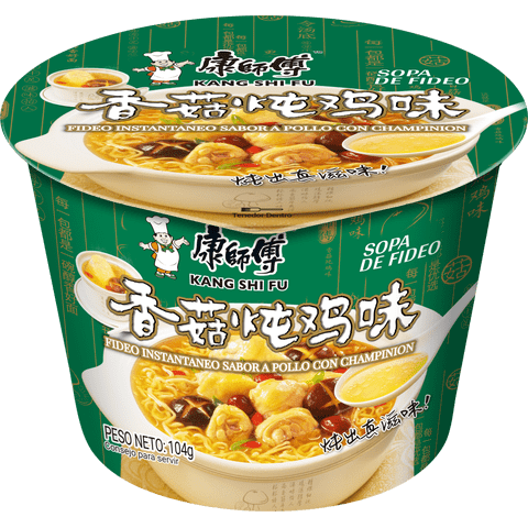 Fideo Instantaneo Kang Shi Fu Sabor A Pollo Con Champiñón 104G*Pote