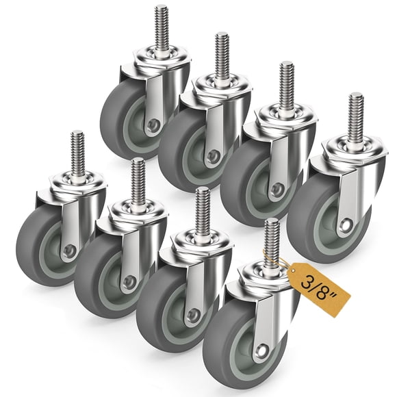 Ruedas Giratorias HOLKIE 3" Sin Freno Eje Roscado Paquete de 8