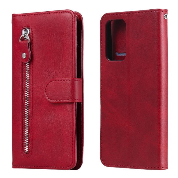 Funda con Cremallera para Samsung Galaxy A52S 5G, Carcasa Cartera de Cuero PU con Soporte y Tarjetero