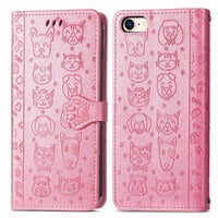 Funda Cartera Foxdock Para Iphone 8/7 , Flip Pu Con Relieve De Gatos Y Perros, Tarjetero Y Soporte