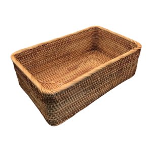 Bothyi - Cesta De Almacenamiento De Ratán Placa De Fruta Caja De Almacenamiento Cosmético Para Estante Pantry De Hogar 25Cmx16.5Cmx9Cm