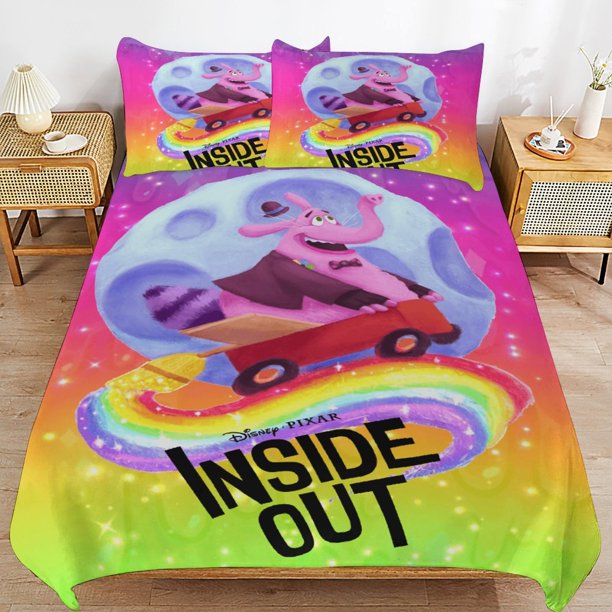 x183 Inside Out 2 Bed Duvet Cover Microfiber Bedding Sets 3D Printed Lightweight 3 Piece Comforter Sets, 1 Duvet Cover And 2 Pillow Shams for Kids Boys Girls 79"x90" jn183