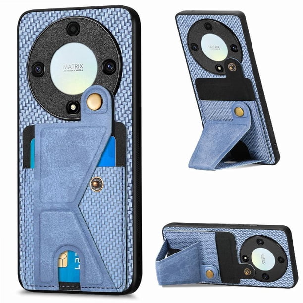 Funda Resistente para Honor X9A con Tarjetero y Soporte, Diseño Magnético Azul