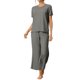 thumbnail image 1 of INSPIRE CHIC Conjunto de Pijama de Mujer Acanalado de Manga Corta Modal con Puños Volantes y Pantalones de Descanso Suaves S Gris Oscuro, 1 of 6