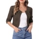 thumbnail image 1 of INSPIRE CHIC Chaquetas de Jean de Mezclilla Recortadas sin Cuello de Manga 3/4 para Mujer Marrón Oscuro XL, 1 of 6