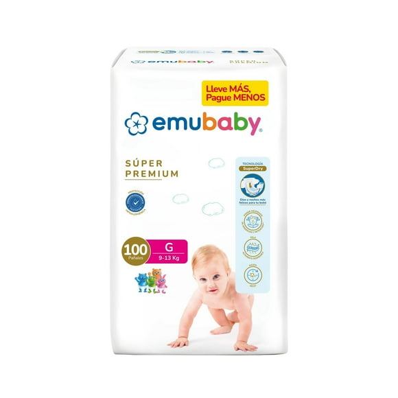 Pañales Emubaby Súper Premium G, 100 Un