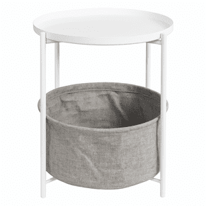 Moboi - Mesa Lateral Auxiliar 2 Niveles Con Cesta 42X42X52Cm Blanco