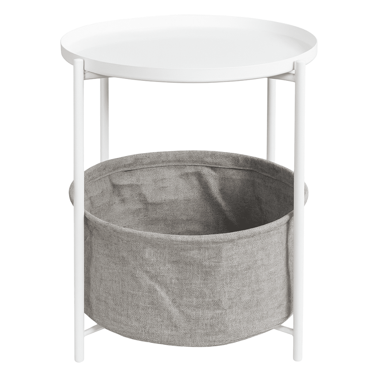 Moboi - Mesa Lateral Auxiliar 2 Niveles Con Cesta 42x42x52cm Blanco