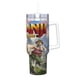 thumbnail image 2 of Jumanji Vaso aislado de acero inoxidable con asa, diseño temático, regalo para familia, amigos y fans; incluye pajita y encaja en el portavasos estándar, 40 oz, 2 of 6