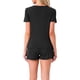 thumbnail image 3 of INSPIRE CHIC Conjuntos de Pijama para Mujer, Camiseta de Manga Corta con Cuello Redondo y Shorts con Volantes, Conjunto de 2 Piezas para Estar en Casa con Bolsillo M Negro, 3 of 6