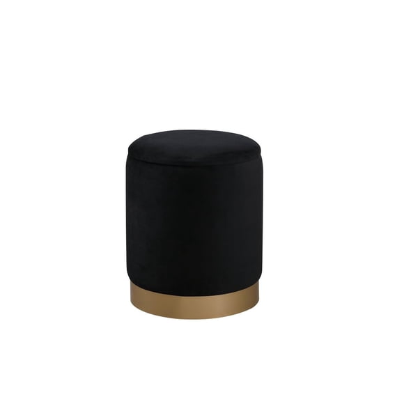 Puff Elegante Decor Ozman Redondo Negro 36 cm con Almacenamiento