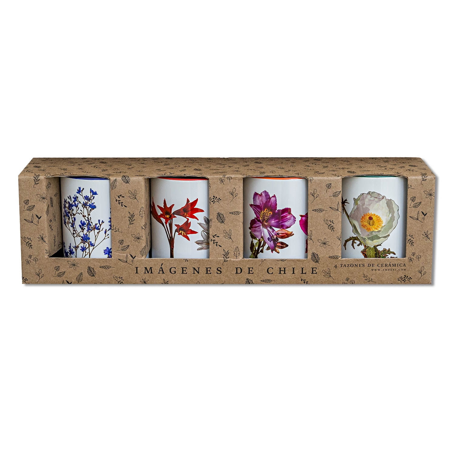 Andes1 - Set De 4 Tazas De Flores N°1