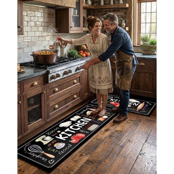 Set Juego De Alfombras Cocina Antideslizante Diseño 3D