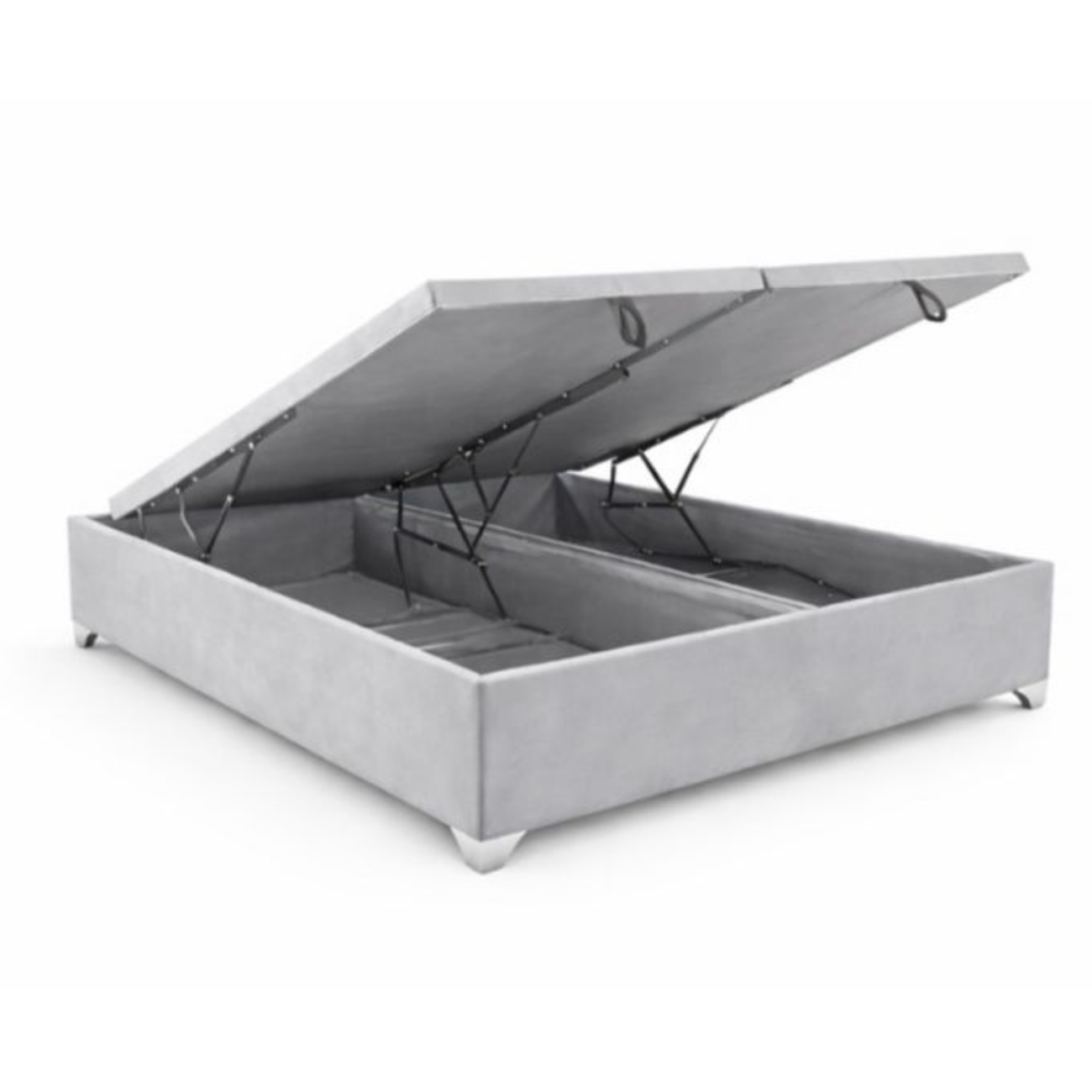 Base Cama Baúl 2 Plazas Felpa Gris Claro Lore | Diseño Premium + Gran Almacenaje