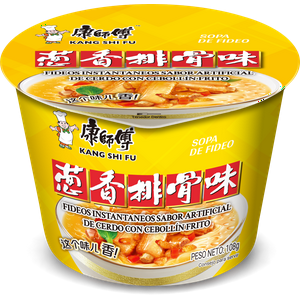 Fideo Instantaneo Kang Shi Fu Sabor Artificial De Cerdo Con Cebollín Frito 108G*Pote